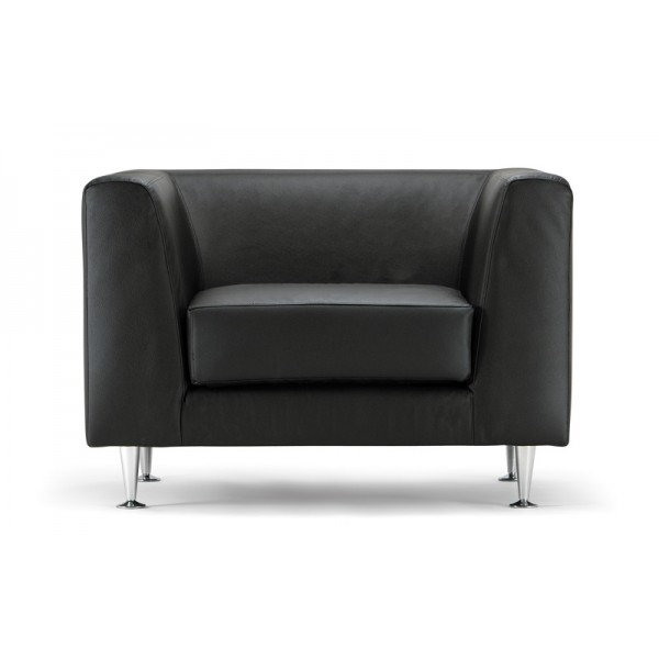 Fauteuil d'accueil en cuir noir Malaga-1 Fauteuil d'accueil en cuir noir Malaga-1